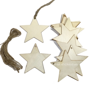 50 Christbaumschmuck Anhänger aus Holz Sterne